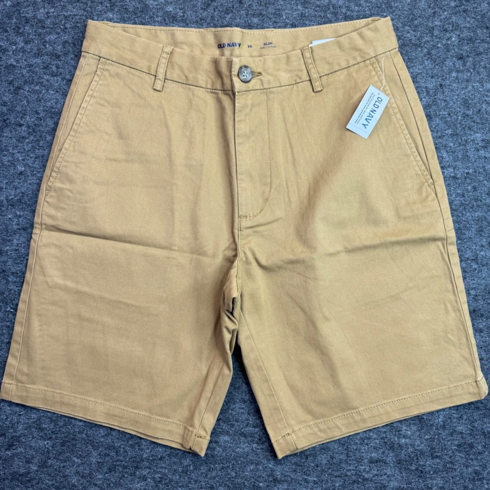 New Old Navy‎ Chino Shorts Mens 30 Tan Slim Built-In Flex 9 in Inseam